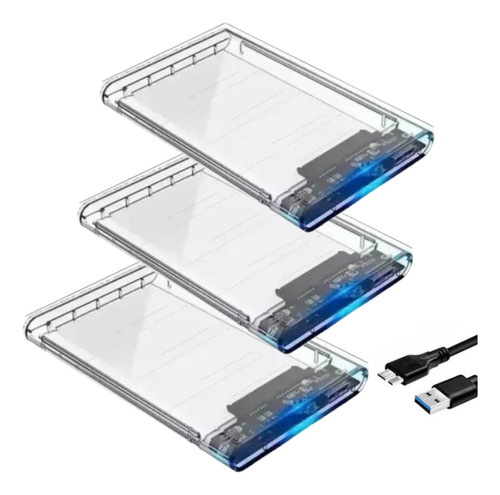 Kit 3 Case Hd Externo Gamer Led Note Sata 2.5 Usb 3.0 Gaveta