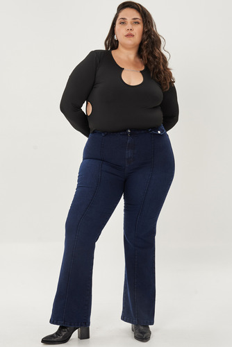 Jeans Curvy Oxford Con Alforz Elatizado Striven Del 48 Al 56