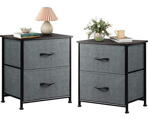 Wlive Nightstand Set De 2, 2 Cajones Tocador Para Dormitorio