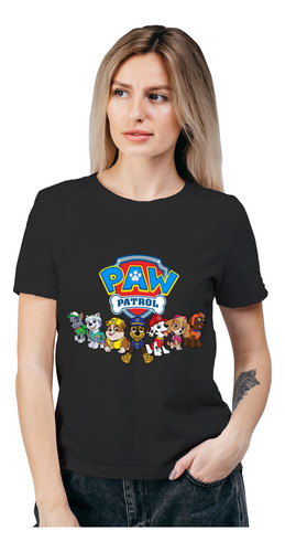 Polera Mujer Paw Patrol Cachorros Sit Algodon Organico Wiwi