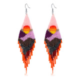 Calorvia Aretes Colgantes Bohemios Grandes Y Largos Con Bor.