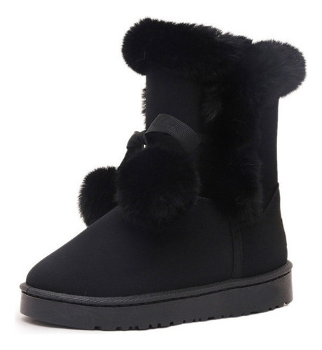 Botas De Nieve Cálidas De Piel Para Mujer Zapatos De Ante