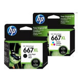  Kit 2 Cartucho Tinta Hp 667xl 1color 3ym80al 1negro 3ym81a