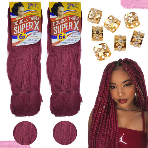 Kit 2 Pacotes Cabelo Jumbo Jumbão Super X Para Tranças 400gr