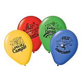 Globos Feliz Cumpleaños De 9´´ X 50u. Party Time. - 5 Soles Color Multicolor