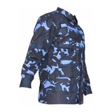 Camisa Camuflada Gandola Tático Woodland Azul Rip Stop