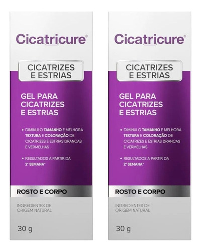 Gel Cicatricure Cicatrizes E Estrias 30g - Kit C/ 2un