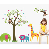 Vinil Decorativo Arbol Animales Elefante Pegatina Para Pared