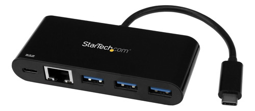 Hub Startech Usb 3.0 Usb-c 3 Puertos Pd Ethernet Negro