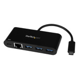 Hub Startech Usb 3.0 Usb-c 3 Puertos Pd Ethernet Negro