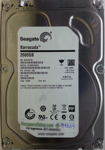 Seagate St2000dm001-1ch164 2tb 3.5 Sata - 2345 Recuperodatos