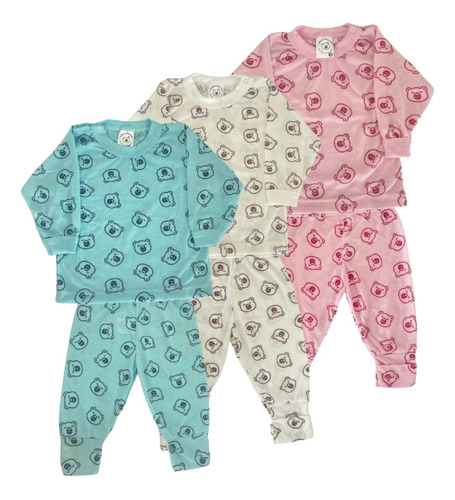 Kit 2 Pijama Bebê Manga Longa Vira Pé Malha Super Macia