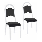 Conjunto De 2 Cadeiras Ciplafe Cris Tubo Branco Cor Do Assento Preto Desenho Do Tecido Preto