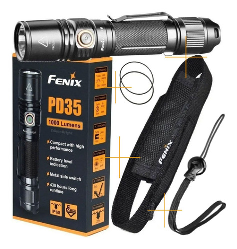 Linterna De Mano Fenix Led Pd35 V2.0 Compacta 1000 L 250mt