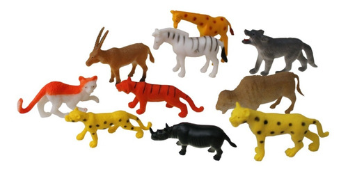Kit 12 Miniatura Brinquedo Animais Selvagens Selva Plástico
