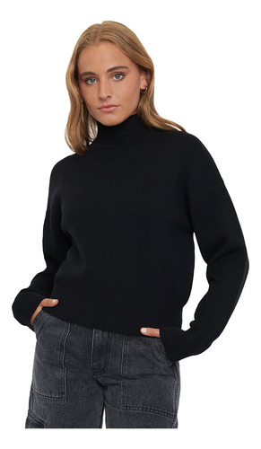 Sweater Mujer Cuello Moc Regular Negro Corona