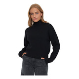 Sweater Mujer Cuello Moc Regular Negro Corona