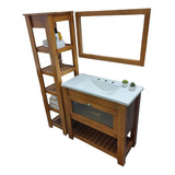 Combo Baño Vanitory 80cm Tolva Organizador Bacha Espejo