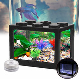 Mini Pecera Para Pez Beta Kit Completo Acuario Con Luz Led