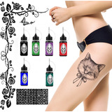 Kit Tatuajes Henna Natural Temporales 6 Color Con Moldes