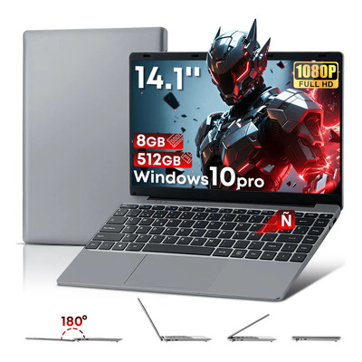 Laptop Intel Celeron N3060 8Gb Ram+512Gb Ssd Windows 10 Pro, Kinwodon Portátil Laptop Gamer De 14.1'' FHD 1920*1080 + 8000Mah Batería, Notebook Para Oficina Y Entretenimiento Color Gris | Envío gratis