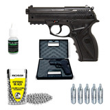 Pistola De Pressão C11 6mm Esfera Aço Gas Co2 Airgun + Kit