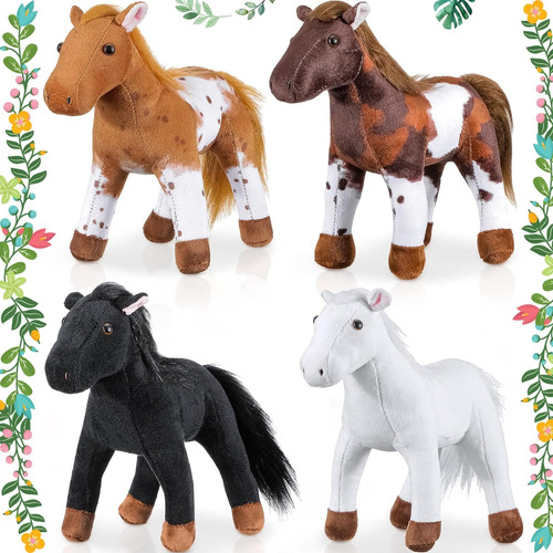 4 Pcs Caballo De Peluche Juguete De 8 Pulgadas Caballo De Pe