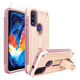 Funda Para Moto G Pure 2021 - Rosa Con Soporte + Vidrio