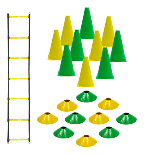 Kit Treino Funcional - Cones + Pratos + Escada De Agilidade 