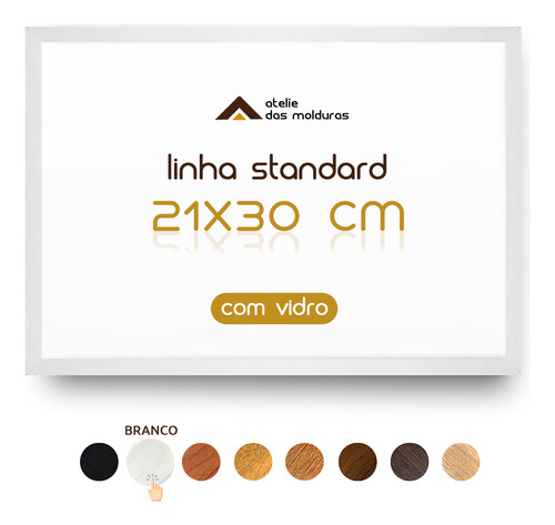 Moldura A4 21x30 Com 1,5 Cm Quadro Decorativo Com Vidro