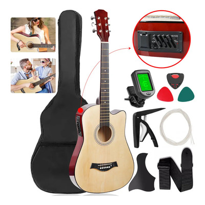 Lokooy 38in Guitarra Electroacústica Acústica Clasica Para Diestros Regalos De Cumpleaños regalos Con Equalizador,afinadores,correas,cuerdas Para Instrumentos,plumillas,abrazadera Triangular Etc. | Envío gratis