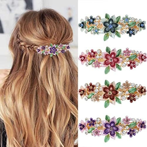 Broches De Pelo Woeoe Con Diseño Floral Vintage, 4 Unidades,