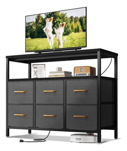 Aodk Mueble De Tv Con Estacion De Carga, Comoda Ancha De 40