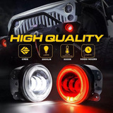 Faros Led Niebla Aro Demon Rojo Jeep Wrangler 2013 2014 2015