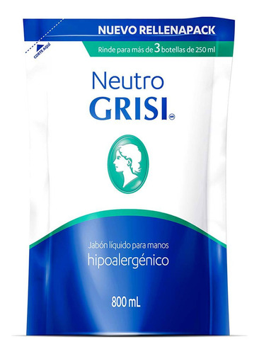 Jabón Líquido Para Manos Grisi Neutro Hipoalergénico Repuesto 800ml