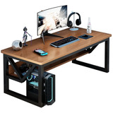 Mesa Escrivaninha Gamer Com Prateleira Moderna Aço E Madeira