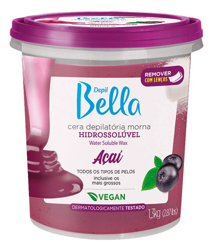 Cera Depilatória Morna Hidrossolúvel 1,3kg - Depil Bella