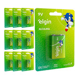 10 Baterias Alcalinas 9v Elgin (10 Cartelas)