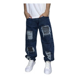 Jean Pantalon Baggy Azul Oversize Holgado Hombre Premium 