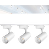 Kit Trilho Eletrificado 1m Branco + 3 Spots Led 7w Luz Fria