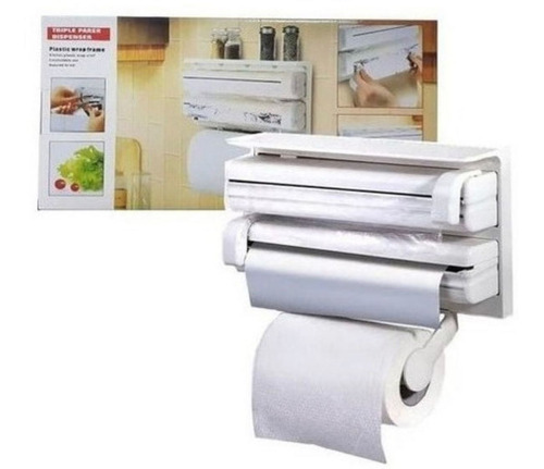 Portarrollo Dispensador Triple Cocina Corta Facil Papel Nova