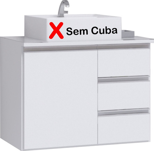 Gabinete Armário Banheiro Prisma 60cm - Sem Cuba Cor Do Móvel Branco Inteiro
