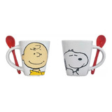Taza De Cerámica Con Cuchara Snoopy Charlie Brown 440ml Café