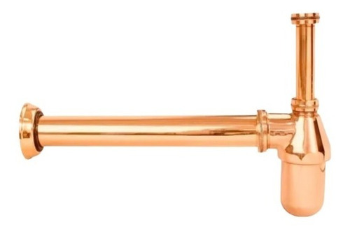Sifão Metálico Dourado Com Copo Para Banheiro Rose Gold