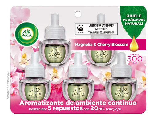 Repuestos Air Wick Magnolia & Cherry Blossom 100ml Pack X5