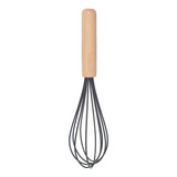 Batedor De Ovos Fue Silicone Bambu 32 Cm Utensilio Cozinha Cor Preto