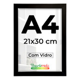 Molduras C/ Vidro A4 30x21cm Certificado Diploma Foto Quadro Cor Preto