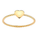 Anillo De Oro 18k Laminado Torzado Con Corazon Para Mujer 