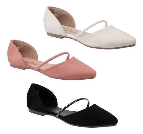 Zapatos Flats Dama Picudos Casuales Mujer Tripack