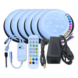 Kit 06 Luminária 9w Rgb 80mm Piscina + Controle Wifi + Fonte